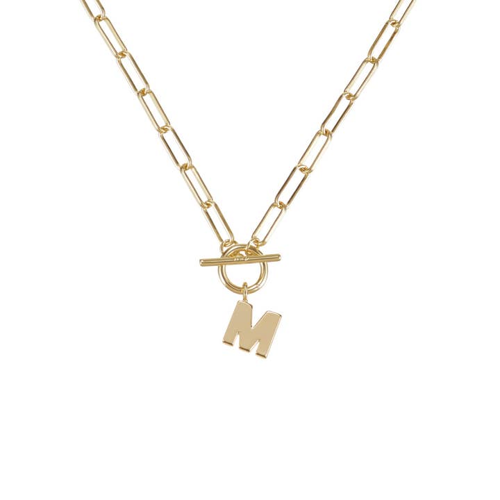 Natalie Wood Designs - Wholesale Pendant/Charm Necklace - Toggle Initial Necklace Pre-Pack, Gold16