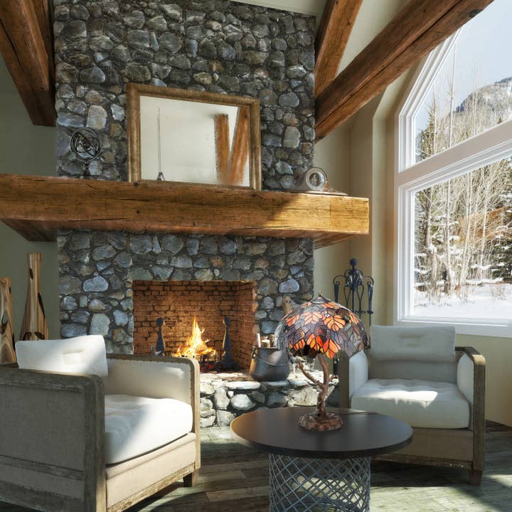 River of Goods - Vente Lampes d'appoint/de bureau - Lampe de table en vitrail H Marvel Maple Tree de 24,5 po3