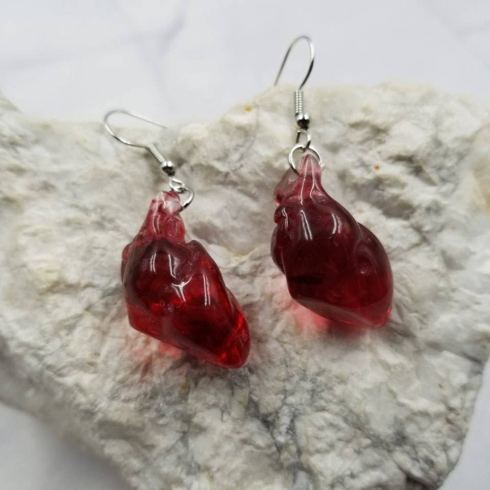 The Pretty Jewellery - Wholesale Dangle Earrings - Red Anatomical Heart Earrings1