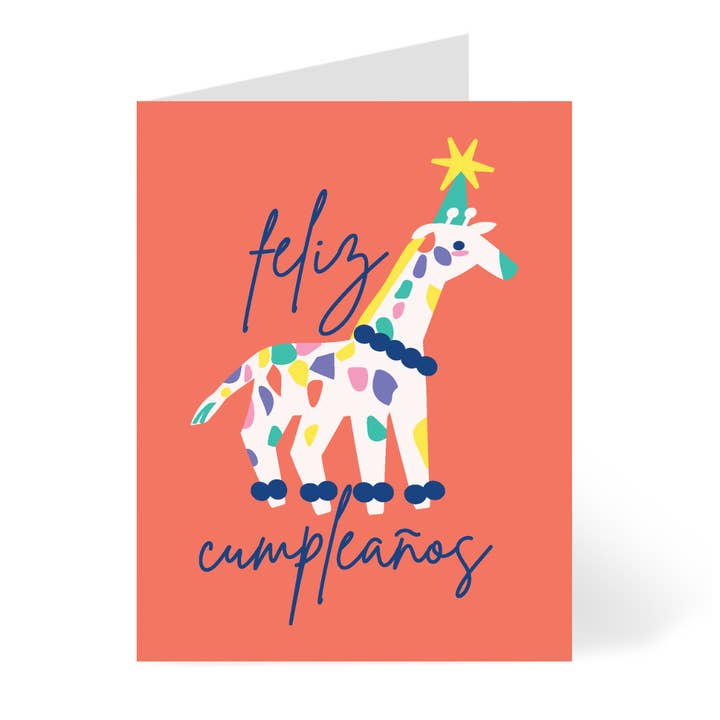 Animal Party Giraffe - Spanish Birthday Card | Children's for wholesale by CheerNotes Greeting Cards & Stationery
