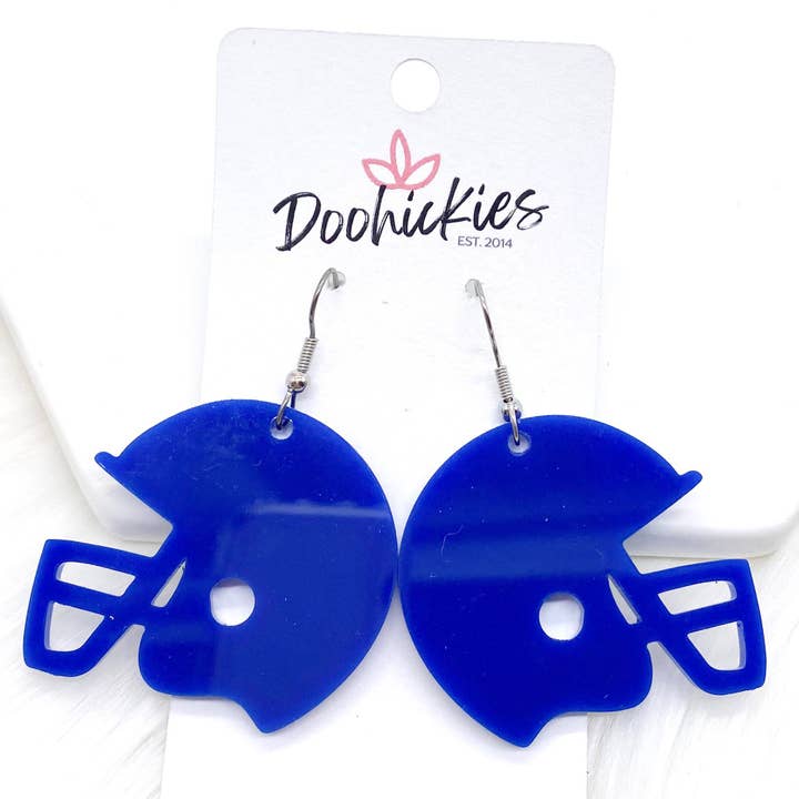 Doohickies - Wholesale Dangle Earrings - 1.5" Custom Solid Acrylic Spirit Helmets -Sports Earrings