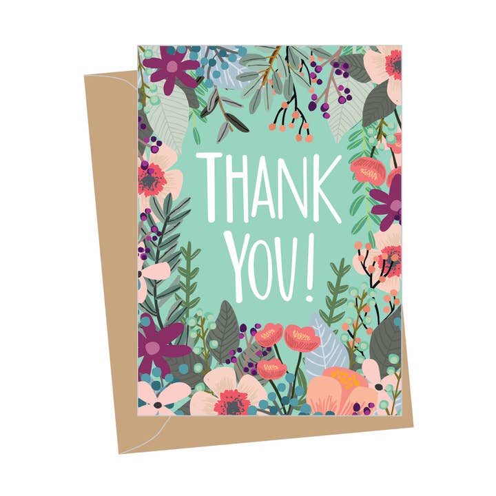 Apartment 2 Cards - Wholesale Thank you card - Mini Thank You Floral, Folded Enclosure Card0