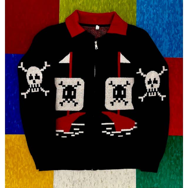 Astro Bettie - Venta al por mayor Jersey de punto - Mujer - Suéter AHOY de los años 50 con diseño de piratas y calaveras, color negro2