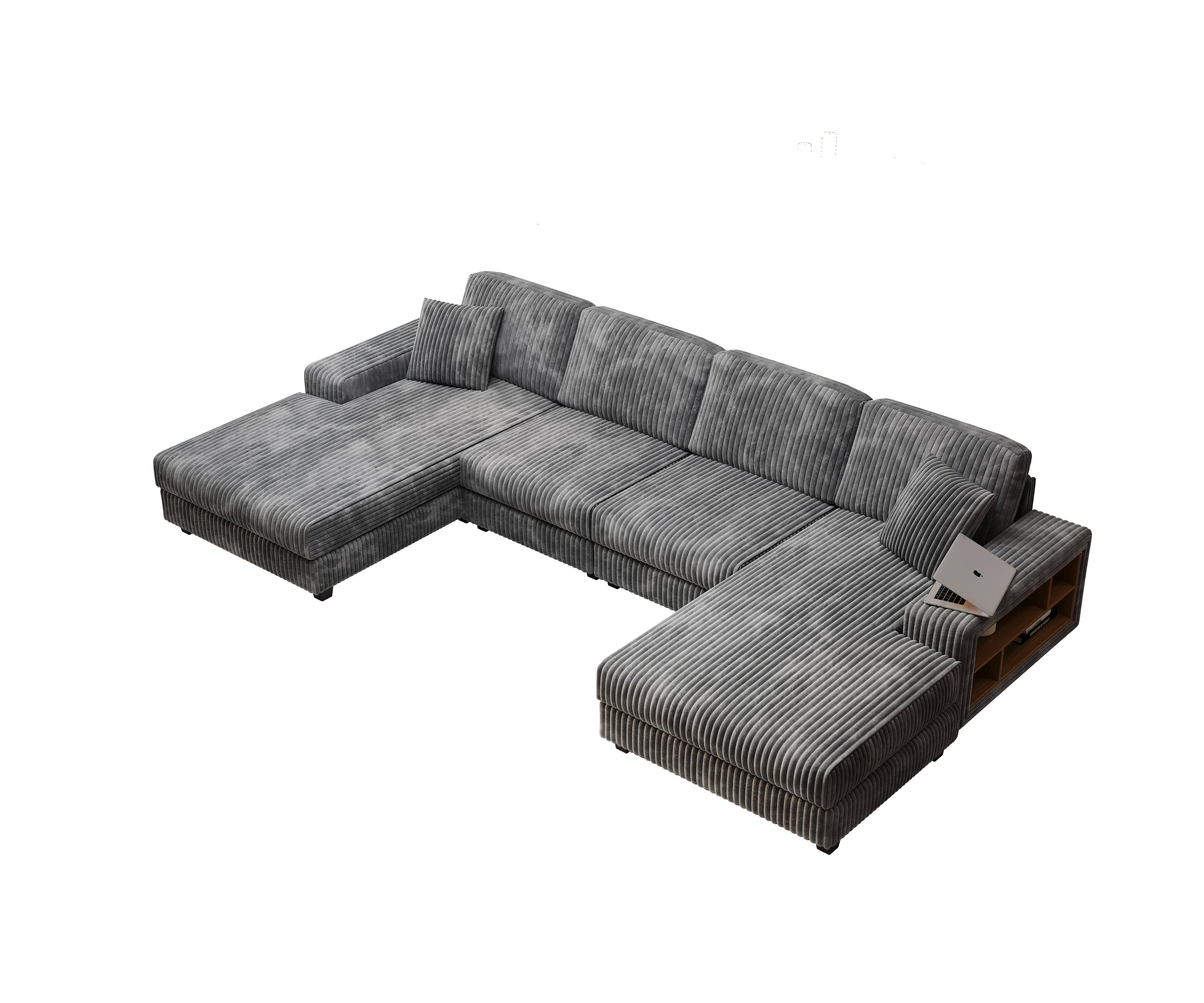 HOMYCASA DESIGN INC - Wholesale Sofa - 4-Seater U-Shaped Modular Sectional  Sofa & Corduroy Fabric28