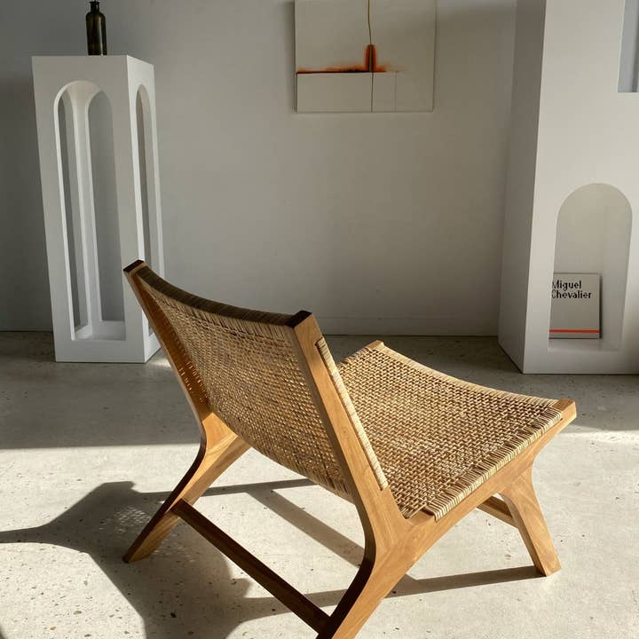 Office Objets - Wholesale Chair - Reclined chair in natural wood and woven rattan28