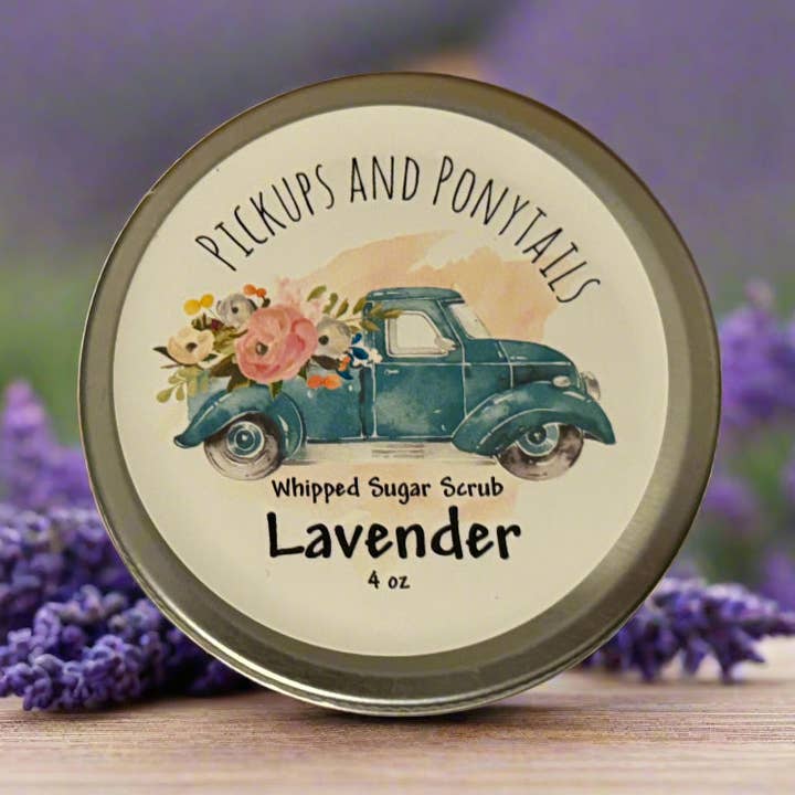 Gommage au sucre fouetté à la lavande pour la vente par Pickups And Ponytails