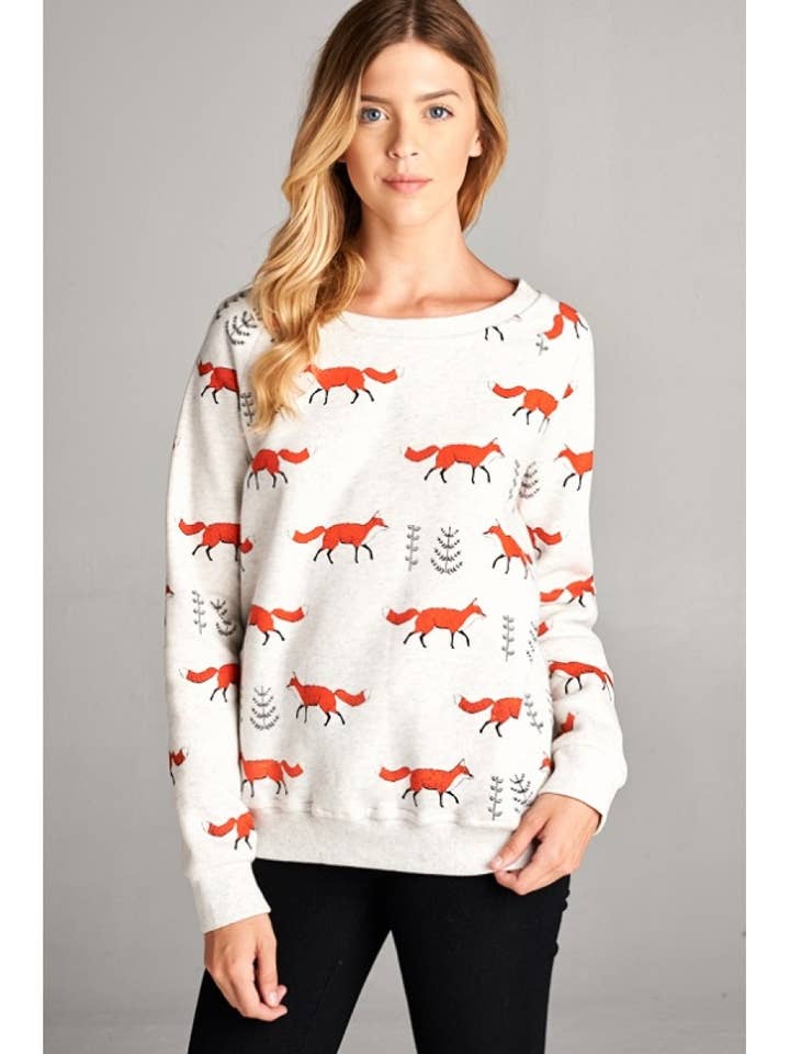 Ræv Print Sweatshirt for engroshandel hos LA Soul