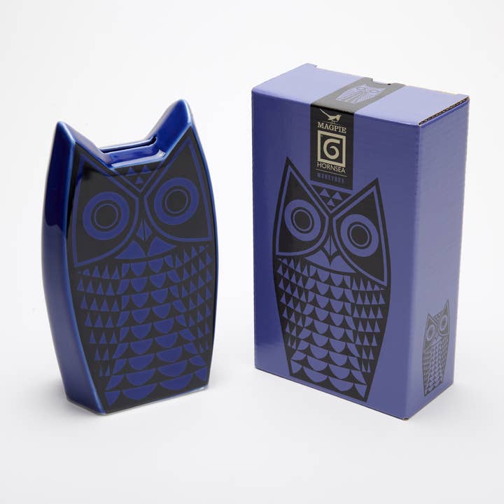 Magpie - Wholesale Money/Piggy Bank - Magpie x Hornsea Owl Moneybox - Blue