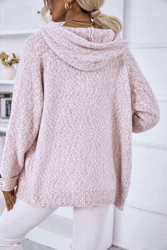 UNISHE - Vendita all'ingrosso Cardigan - Donna - Cardigan lavorato a maglia con cerniera e cappuccio con coulisse MMY1203