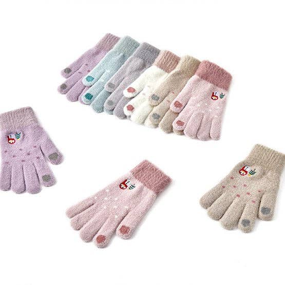 Dipped Shop - Wholesale Gloves - Women's - Cute Embroideries Padded Knit Gloves DPG26135