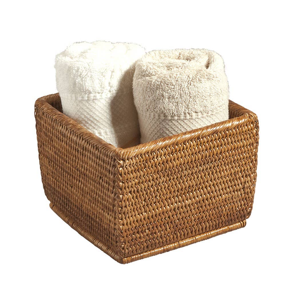 Pagan - Wholesale Basket - Square basket Frou-Frou rattan Honey