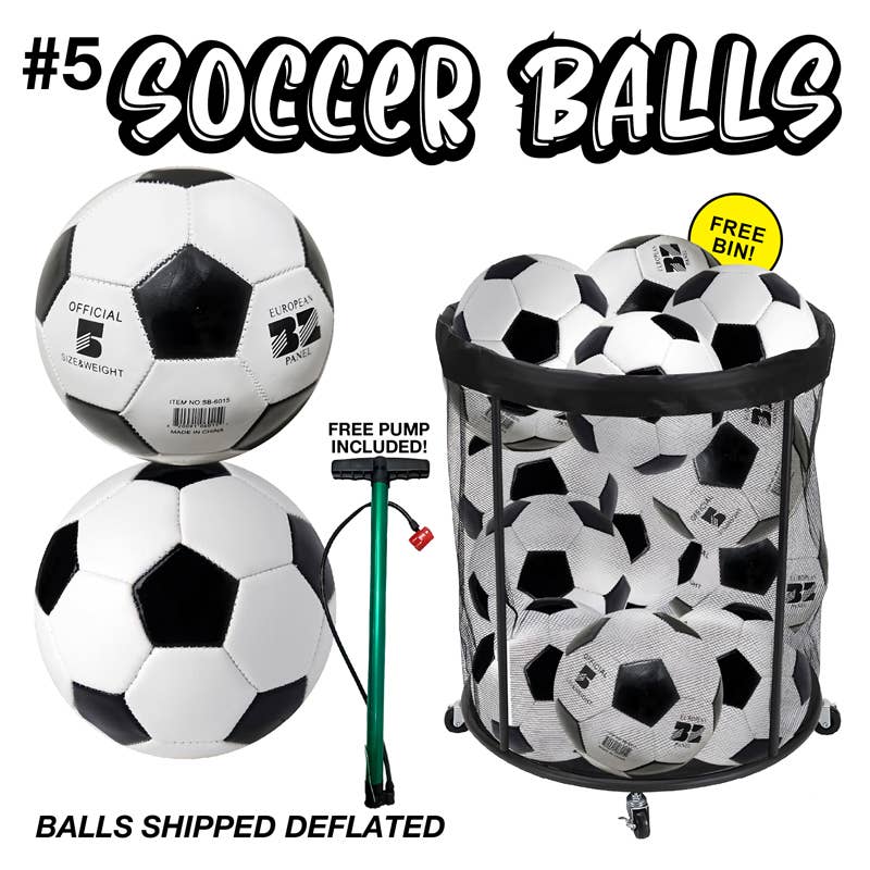 Deluxe Import Trading - Wholesale Sportbal - 60 stuks zwart-witte #5 voetbal met bak0