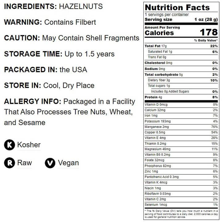 Food To Live - Wholesale Nuts - Raw Hazelnuts – Filberts, Whole Nuts, No Shell, Unsalted2