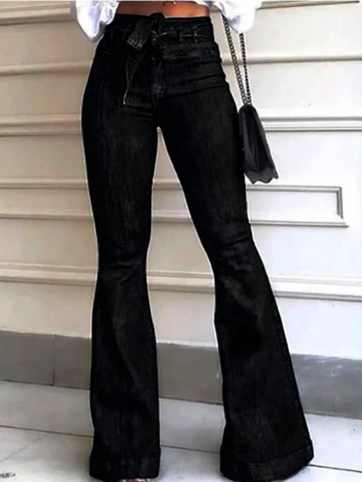 Tourtiwi – wholesale Jeans – Women’s – Tie Waist Butt Lifting Flare Jeans2