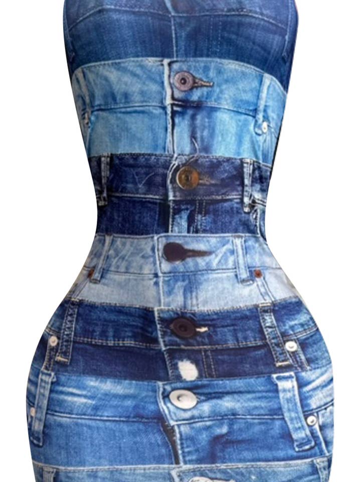 ND3009A Spijkerprint Buisjurk voor wholesale door NEWGENS