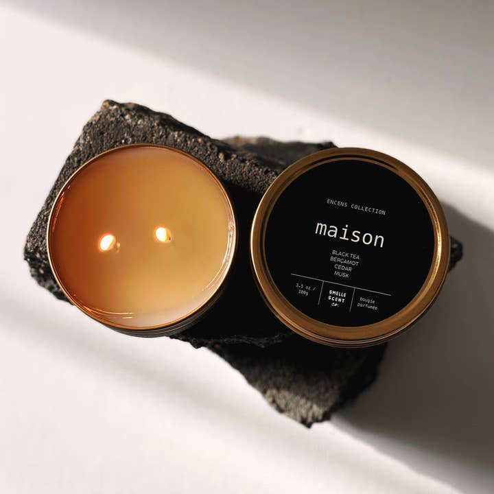 Maison Reisekerze, Encens Kollektion, Schwarze Wohnkultur für den Großhandel von Smelle Scent Co.