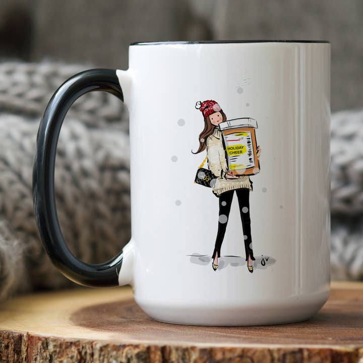 Holiday Cheer in Bottle Mug for wholesale by Jennifer Vallez