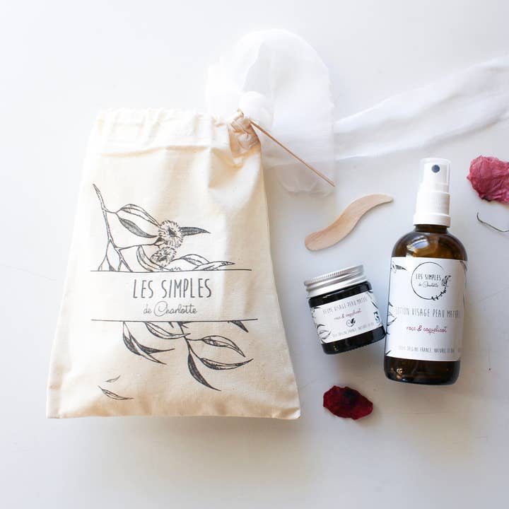 Kit regalo per pelle matura - Rosa e Papavero - Balsamo + Lozione per la vendita all'ingrosso da parte di Les Simples de Charlotte