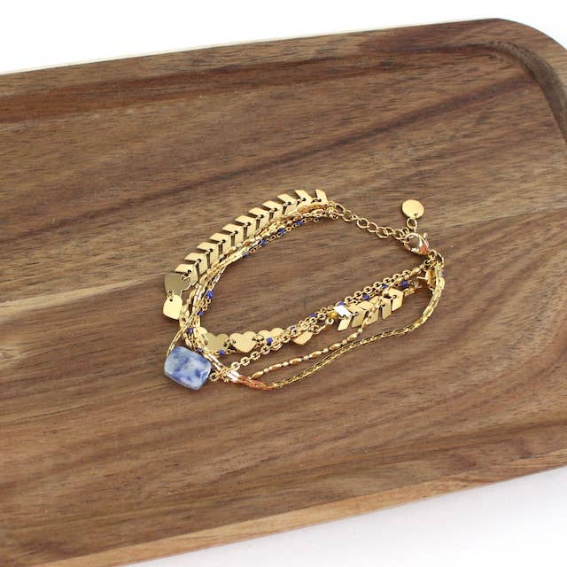 Pretty Persuasions - Wholesale Charm/Dangle Bracelet - B24046 Stone Charm Stainless Steel Multi-Chain Bracelet2