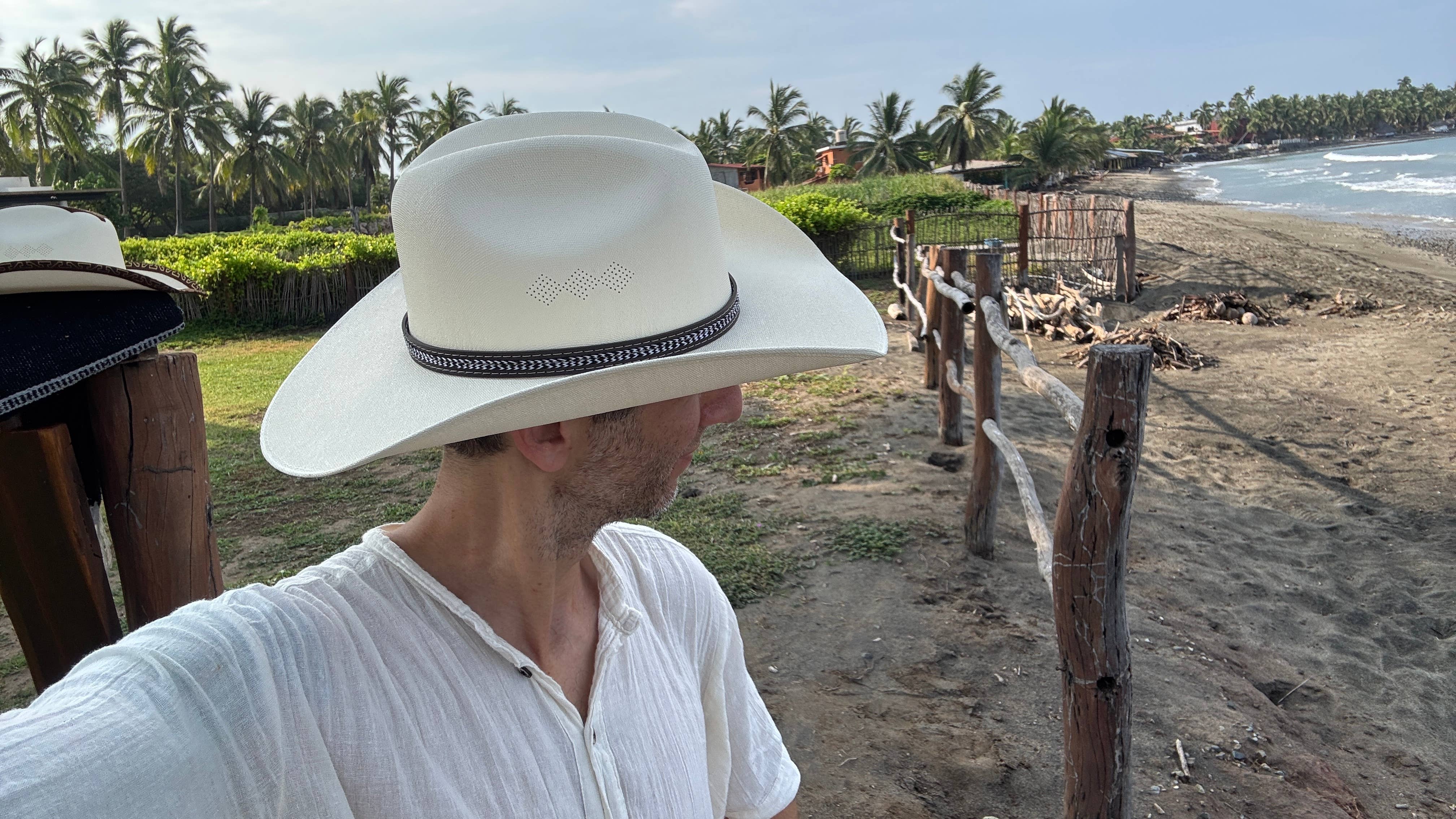 Baja Leather - Wholesale Cowboy Hat - Unisex - Canvas Rancher Hat | Cowboy Hat- White3