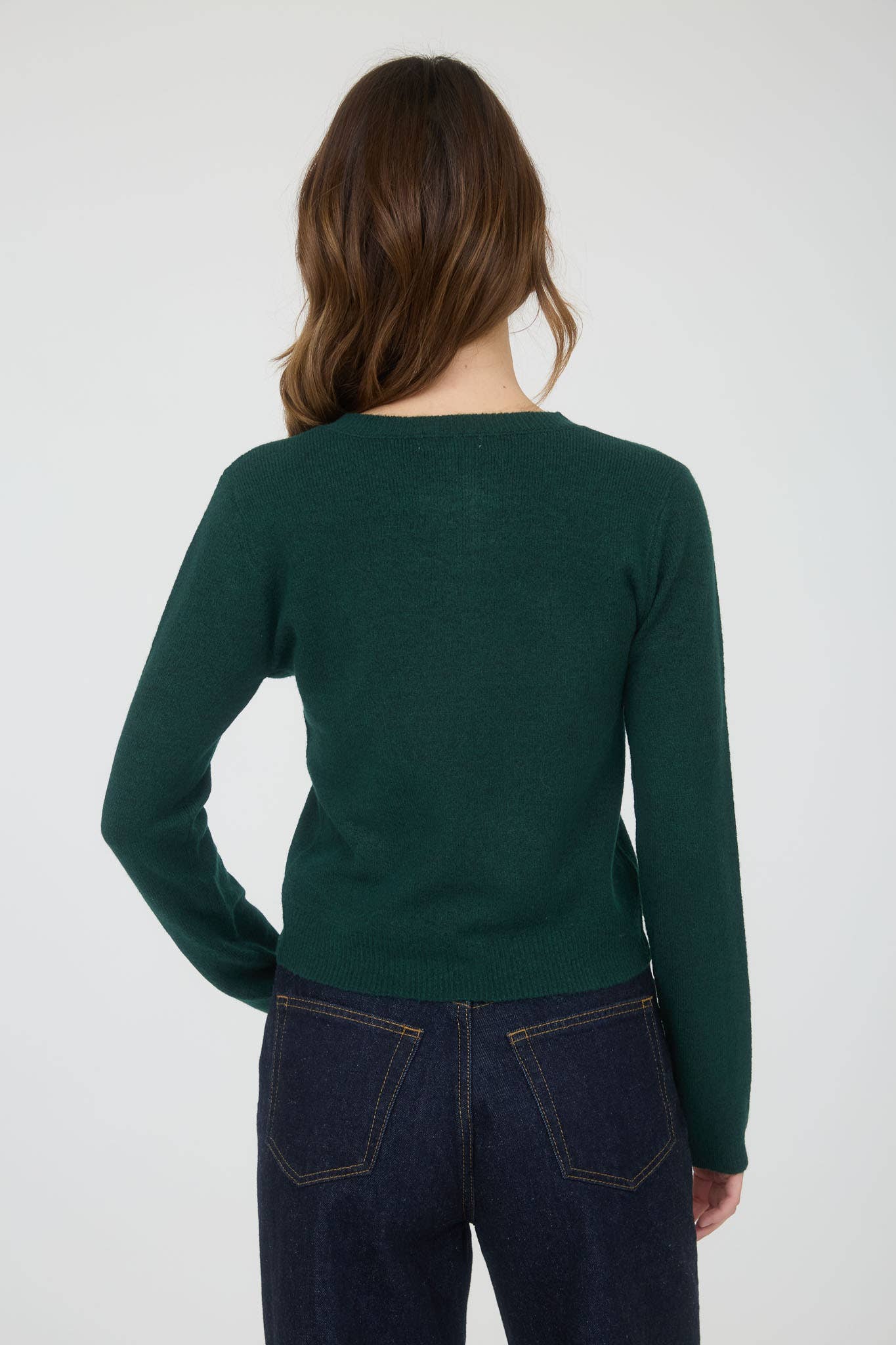 The Workshop Studio - Vente Pull en maille – femme - GILET À MANCHES LONGUES AVEC BOUTONS ET COL ROND23