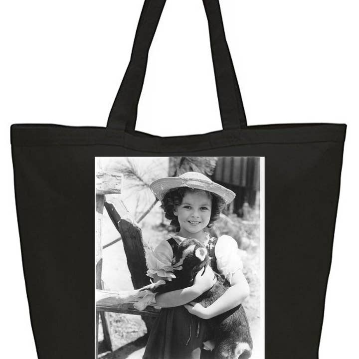 Sherly Temple and Her Goat Large Tote Grocery & Stuff Bag for wholesale by BMS BIZ