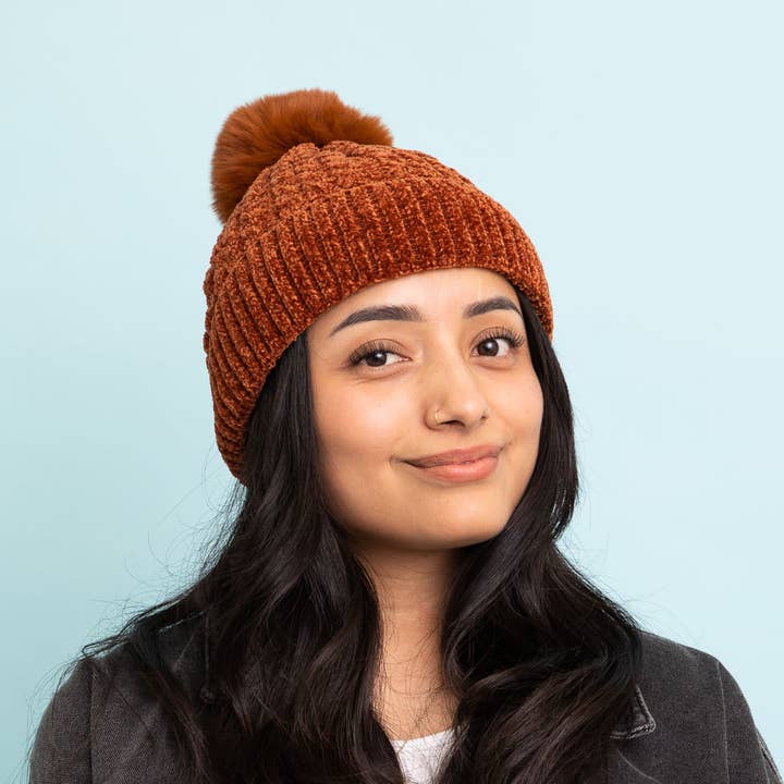 Leto Accessories - Wholesale Beanie - Women's - Velvet Cable Knit Beanie with Pom โ Highest Quality Fabric