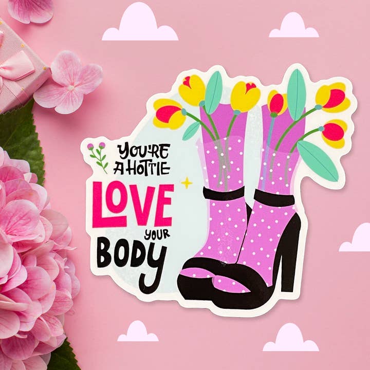 Pegatina brillante hecha a mano Love your Body para venta al por mayor de Neha Lee Designs