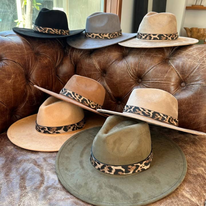 Wide Brim Suede Hat W/ Leopard printed belt and other Purchase Wholesale leopard fedora. Free Returns & Net 60 Terms on Faire trending on Faire.