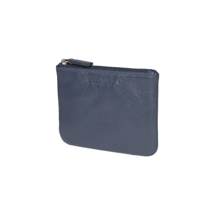 RB12032D | Keychain/Coin Purse in genuine full-grain leather, with light grain. Color Blue. RFID protection. Dimensions: 13 x 9 x 0.5 cm. Packaging: Bottom/lid gift box for wholesale by Kaili mood / RENATO BORZATTA - Italy since 1978 -