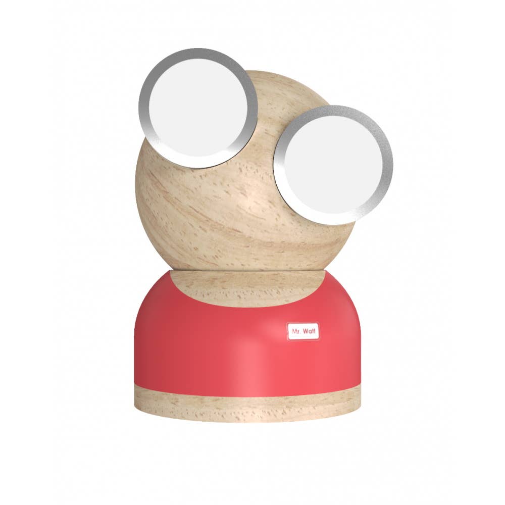 Curiosity Distribution - Wholesale Accent/Desk Lamp - GoggleLamp Mr Watt - Fun Wooden Table Lamp (red)1
