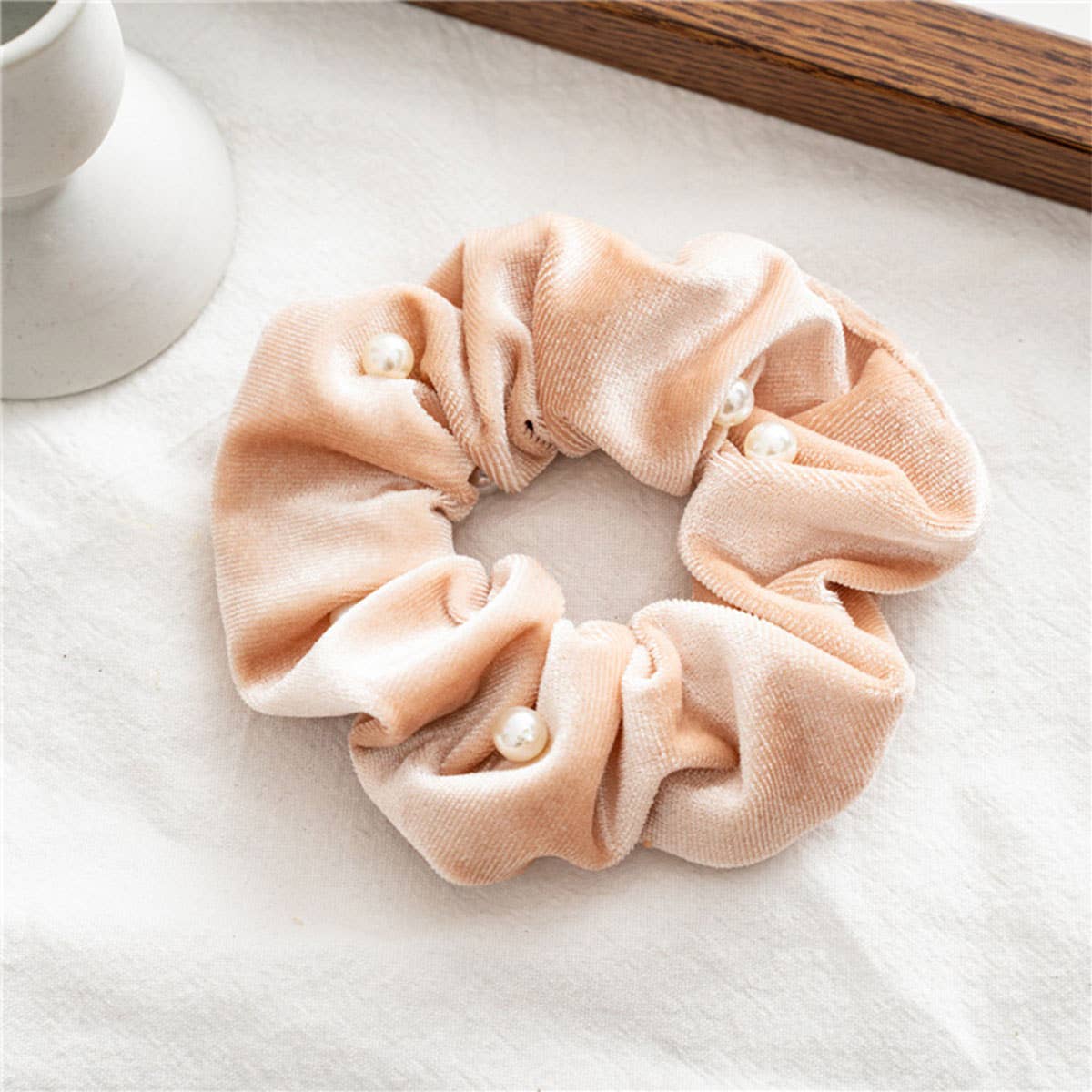 ACCITY - Wholesale Scrunchie - Women's - PEARL FUZZY HAIR SCRUNCHIES_CWAHA03824