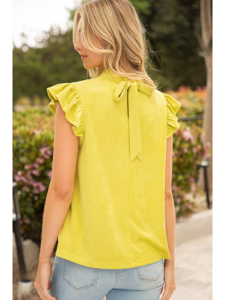VOY - Wholesale Blouse - Women's - 32112 Suede Ruffle Sleeve Top