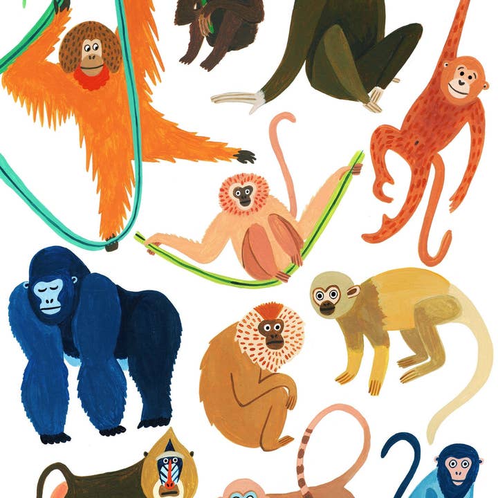 Amber Davenport Art – wholesale Art print – Monkeys of the Jungle Art Print - Unframed