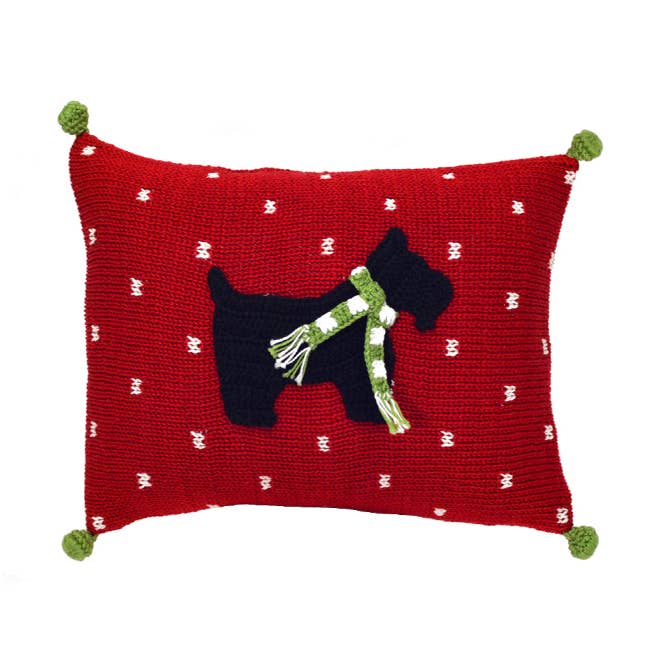 Melange Collection - Wholesale Throw/Decorative Pillow - Handmade Scottie Dog Mini Christmas Pillow0