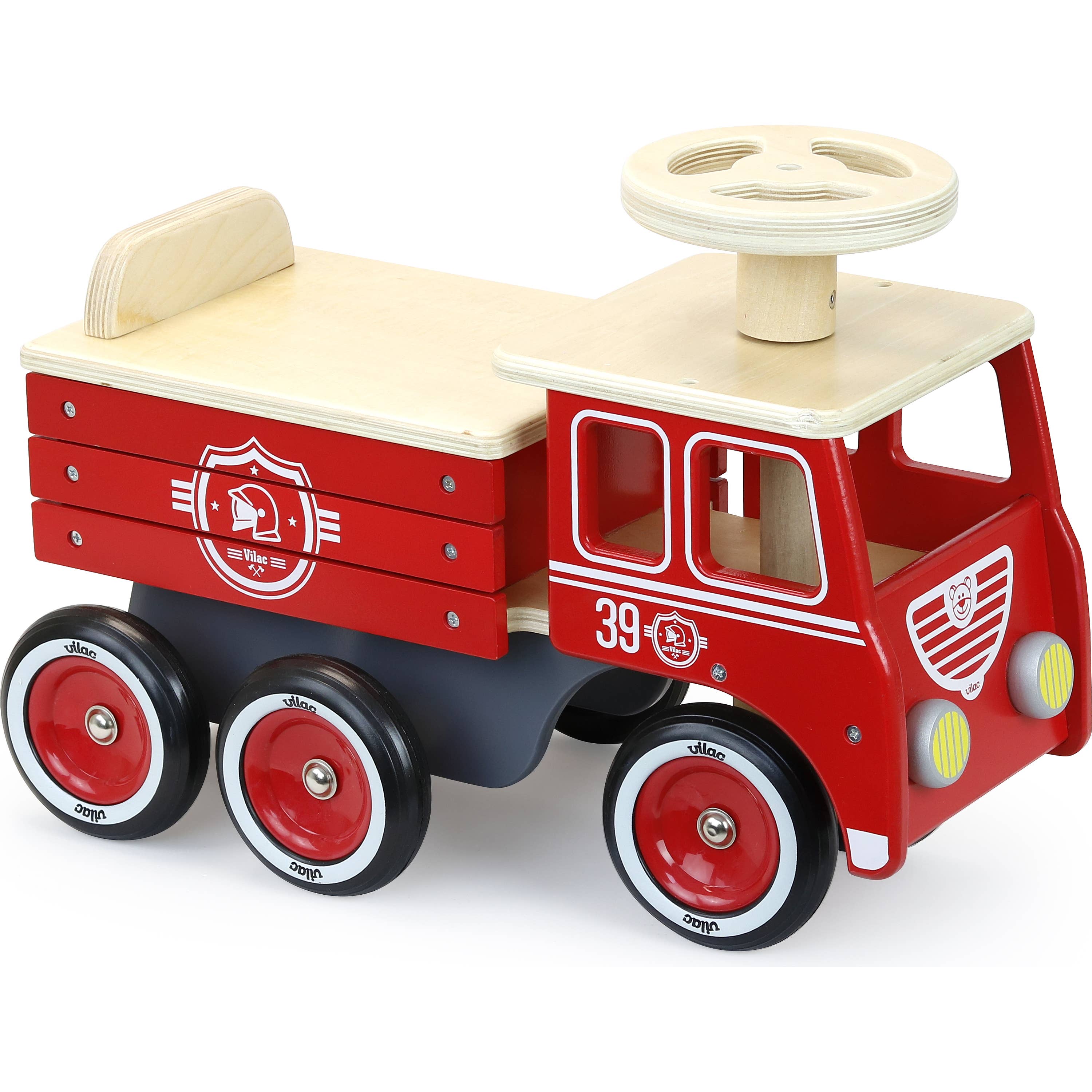 Hippychick - Wholesale Wood Toy - Kids - Vilac Wooden Fire Engine Ride-On – Pretend Play Vehicle3