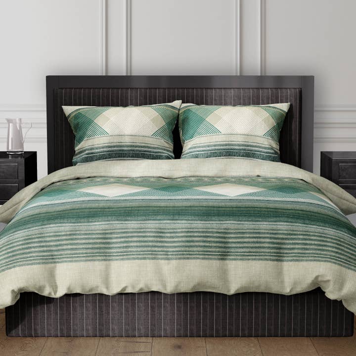 Satin D'Or Bettbezug Courban Salbeigrün für den Großhandel von TEXTAP B.V.