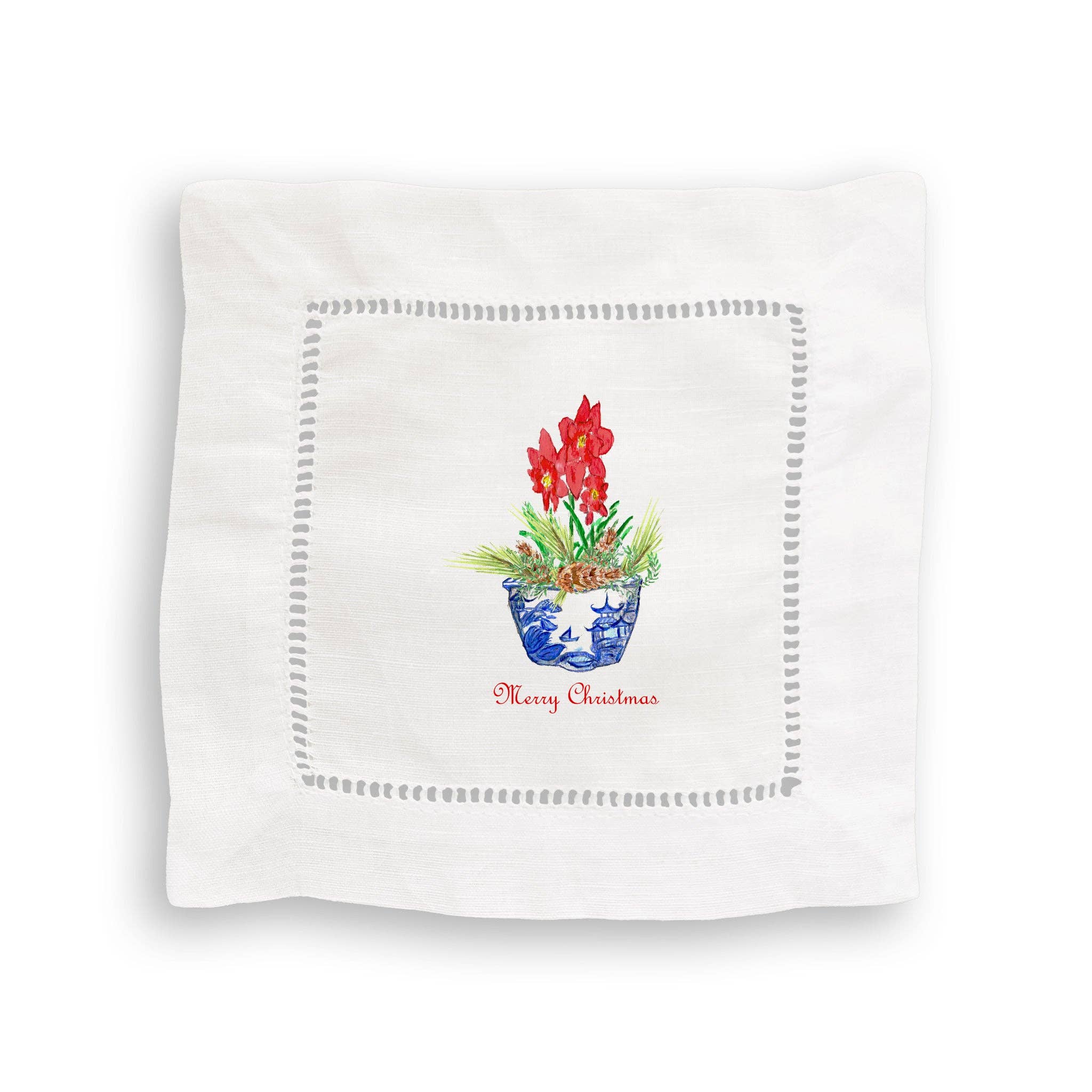 French Graffiti - Wholesale Tea Towel - Blue & White Bowl with Christmas Flower4