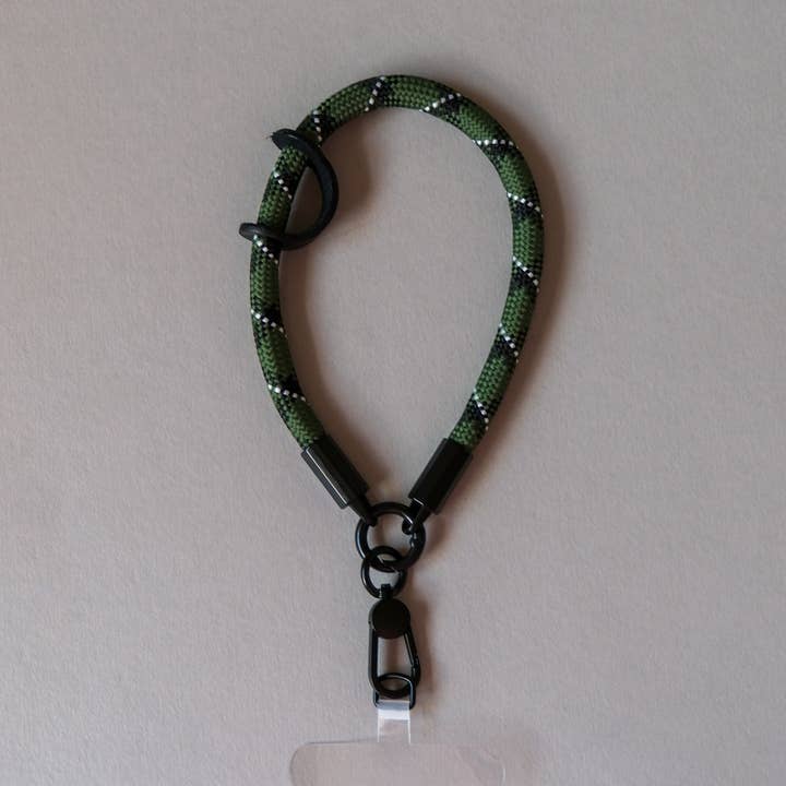 Green Black Rope Wrist Phone Strap for wholesale by Talk and Tell