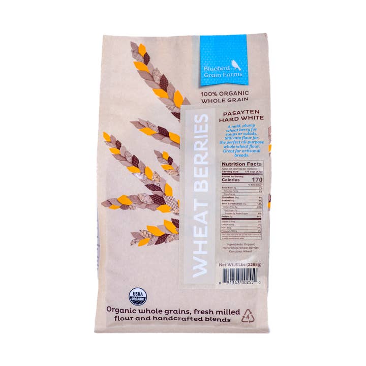 Organic Hard White Wheat Berries - 5 lb for wholesale by Bluebird Grain Farms