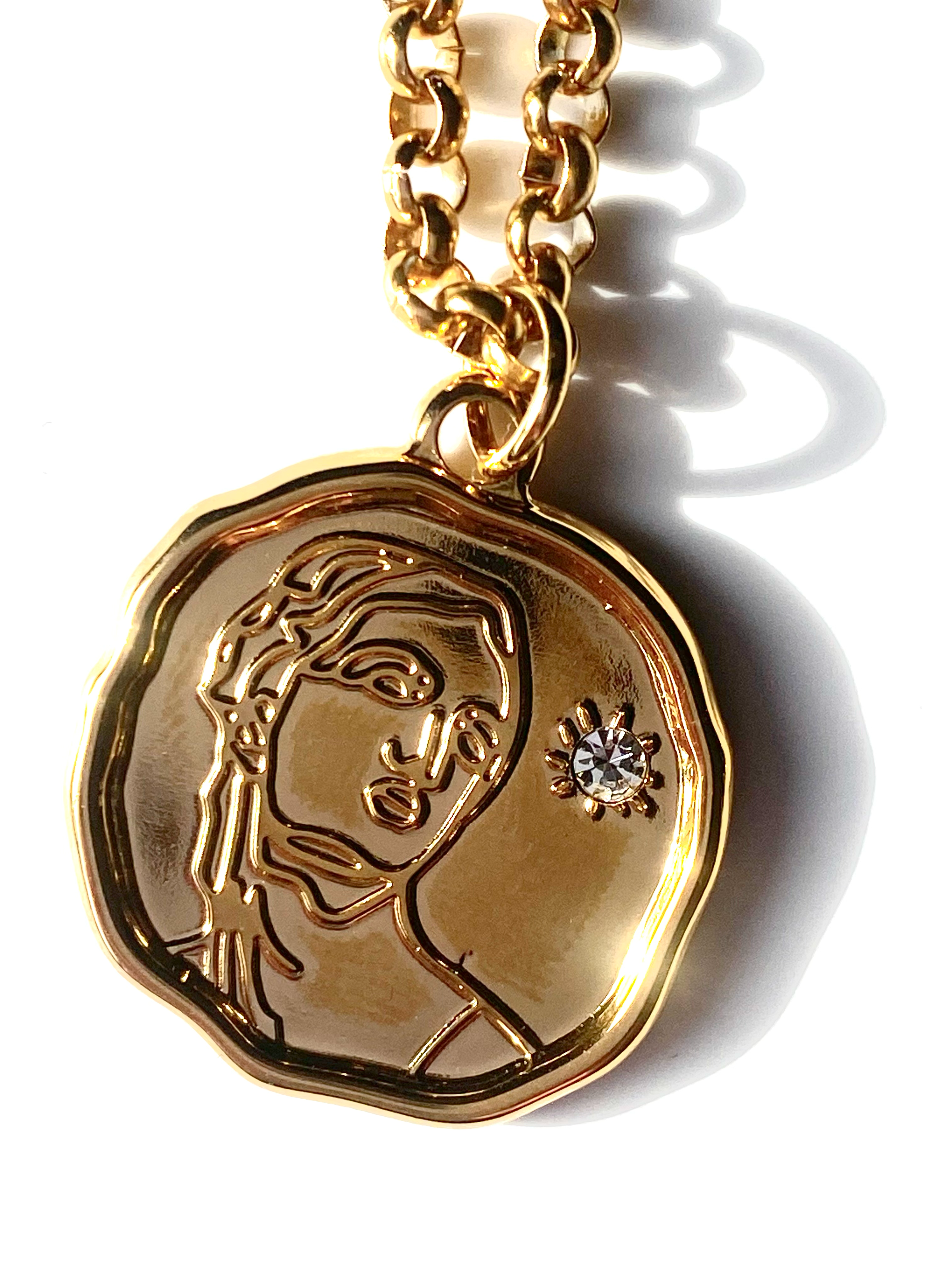 HoopLa - Wholesale Pendant/Charm Necklace - Goddess Coin Collection Waterproof 14K Gold Necklace1