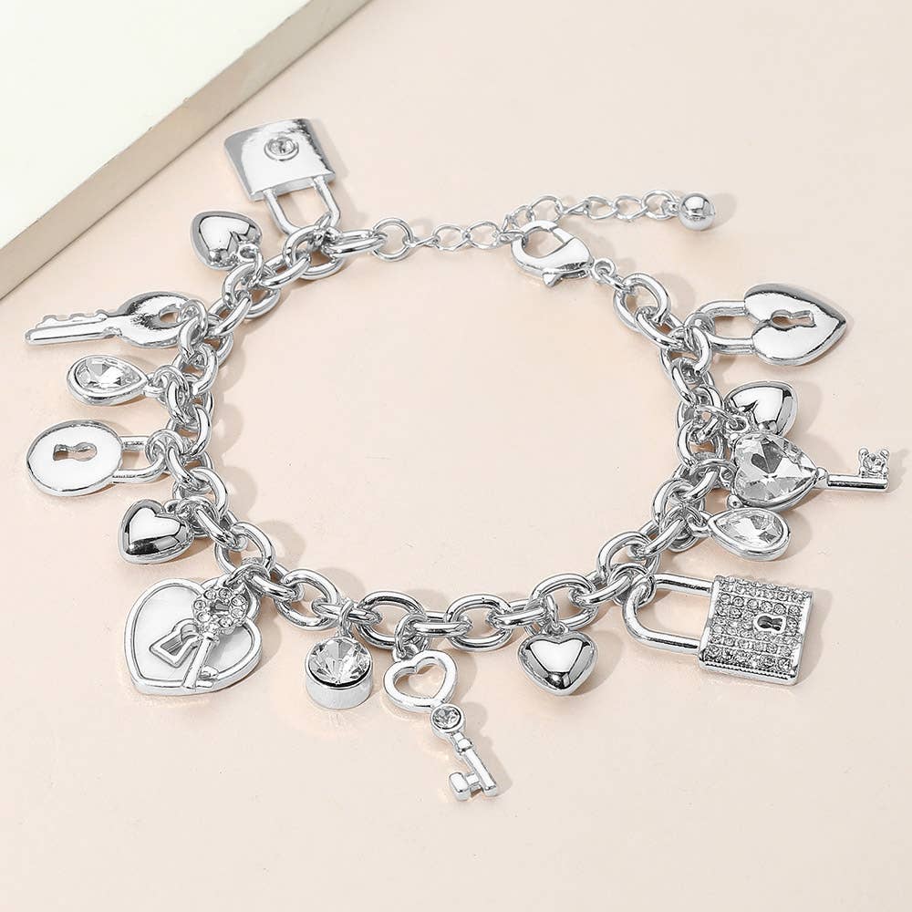 Sensibling Corp. - Wholesale Charm/Dangle Bracelet - Heart Key and Lock Charm Station Bracelet2