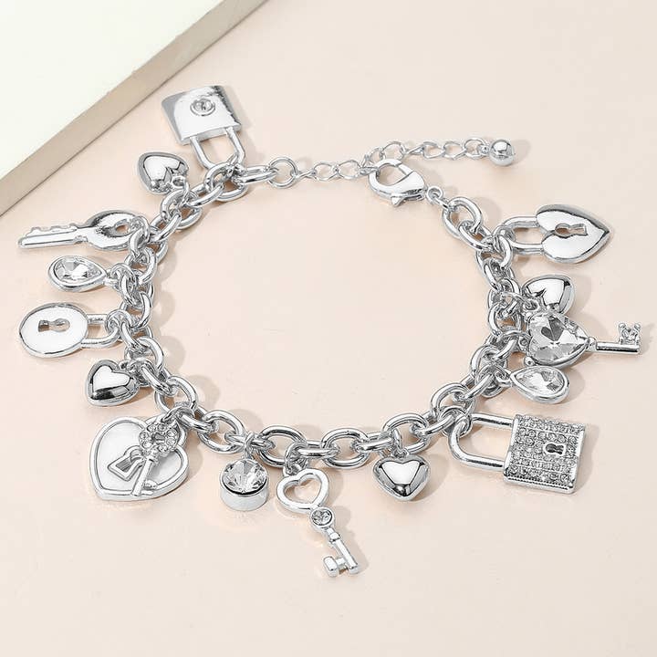 Sensibling Corp. - Wholesale Charm/Dangle Bracelet - Heart Key and Lock Charm Station Bracelet2