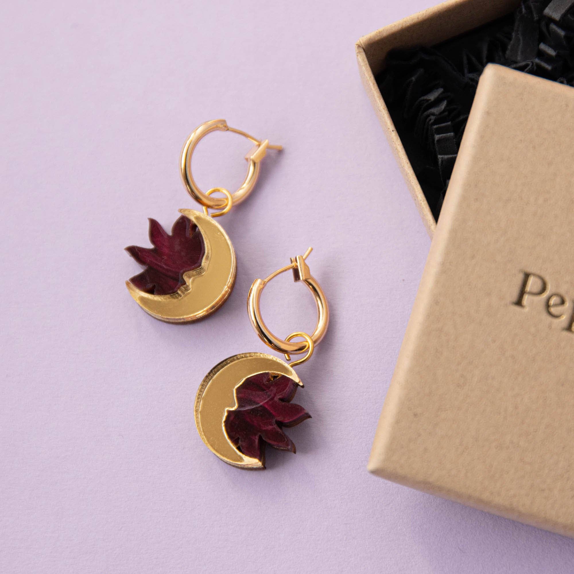Pepper You - Wholesale Hoop Earrings - Daydream Sun & Moon Hoop Earrings in Smoke Marble & Gold5