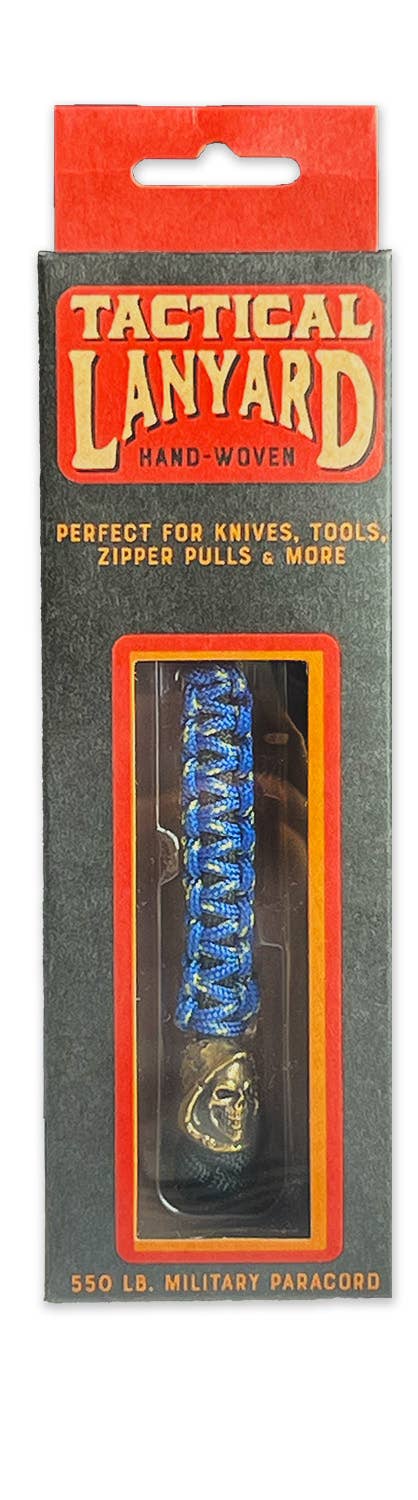 Lucky Jack - Wholesale Keycord / Lanyard - Heren - Blauw paracord met messing Grim Reaper-kraal1