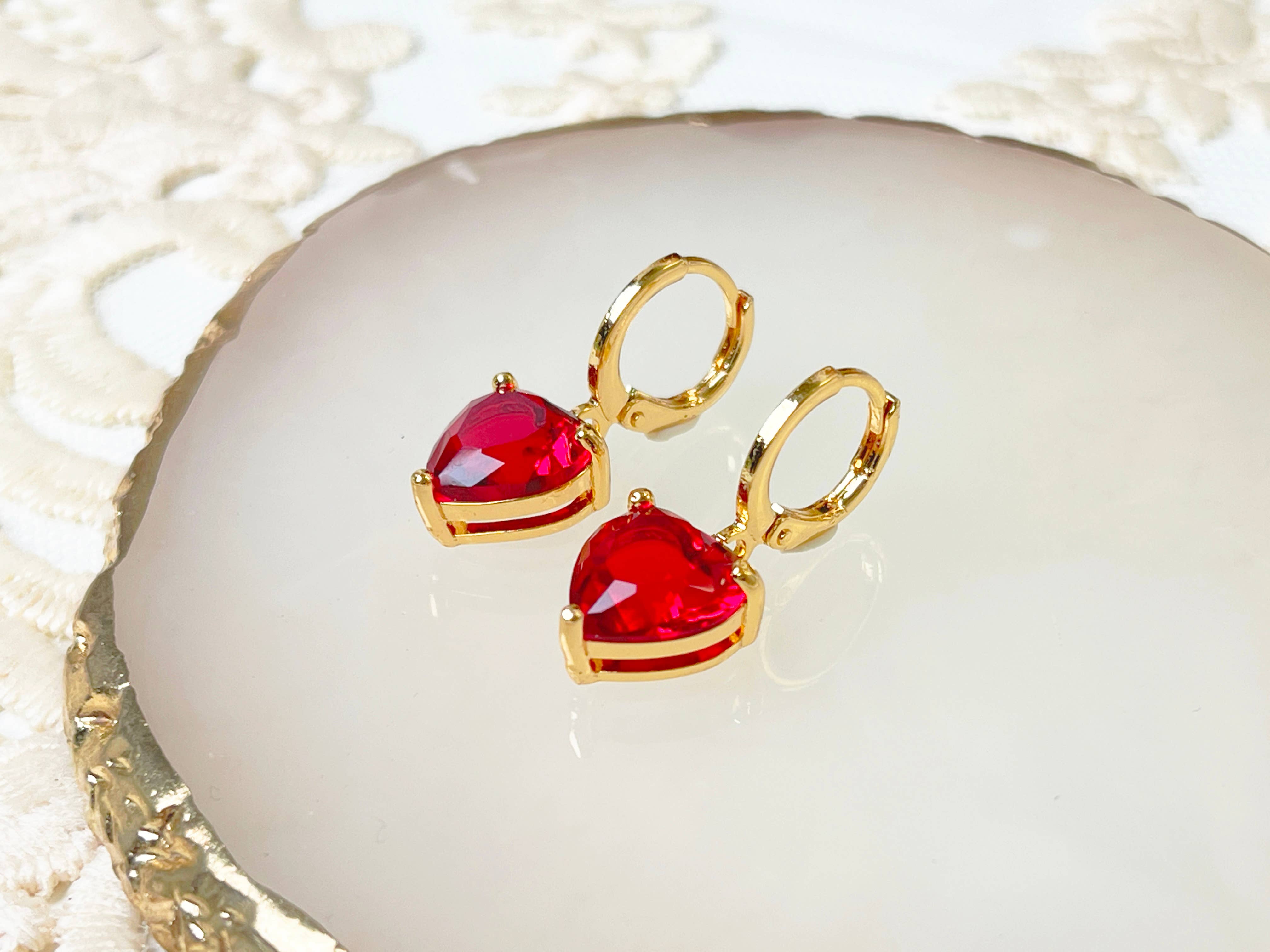 Melange Blanc - Vendita all'ingrosso Orecchini pendenti - Orecchini a cuore rosso E149, cerchi a cuore, orecchini pendenti a cuore8