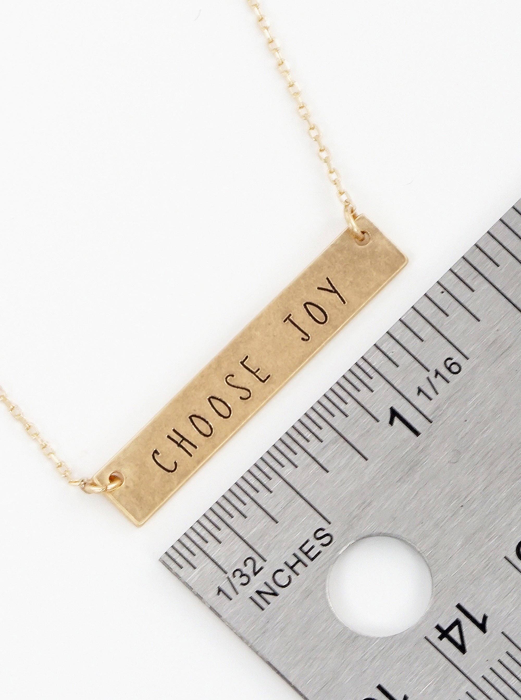 Wild Honey - Wholesale Pendant/Charm Necklace - Choose Joy Engraved Horizontal Bar Pendant Necklace4