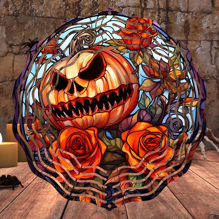 Halloween Pumpkin #3 8", trasferimento a sublimazione Wind Spinner per la vendita all'ingrosso da parte di Fun-R-We Creations & Co. Ltd.
