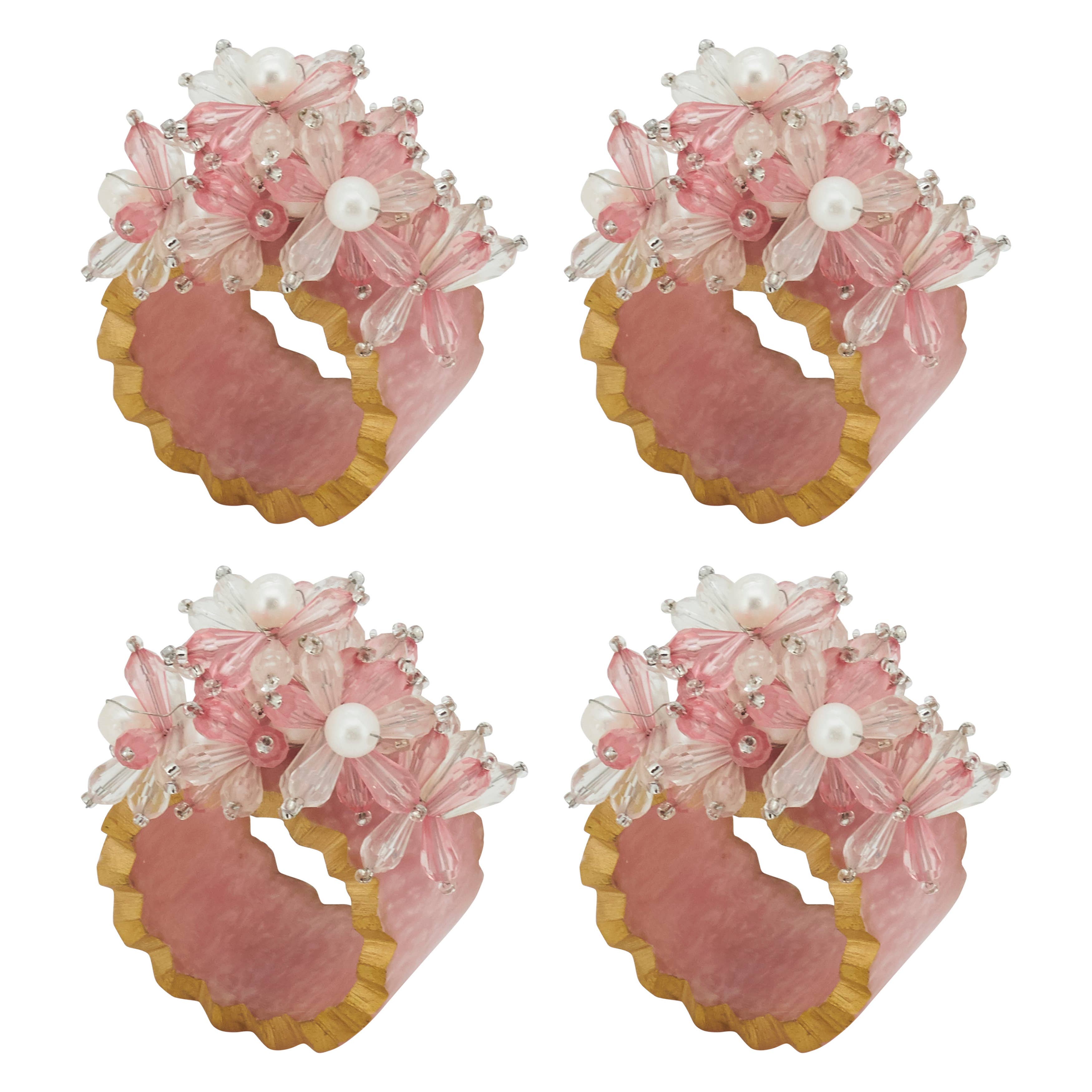 Saro Lifestyle - Wholesale Napkin Ring - Beaded Petal Delight Resin Napkin Ring7