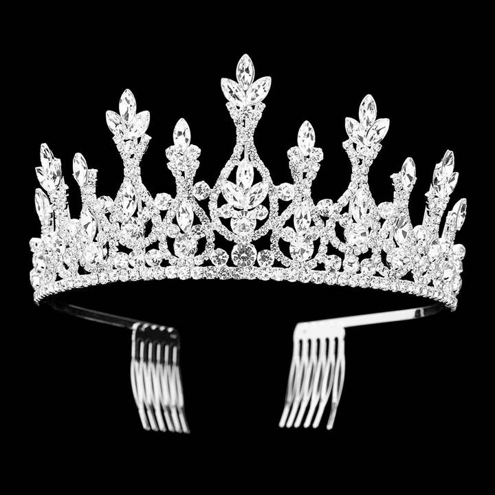 Sensibling Corp. - Wholesale Tiara - Women's - Marquise Stone Cluster Embellished Royal Crown Princess Tiara7
